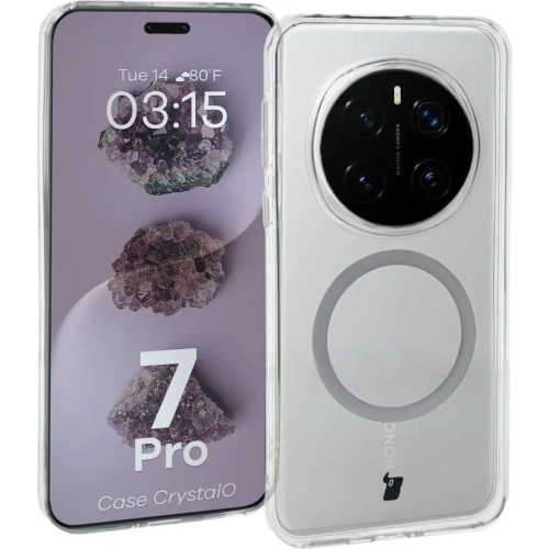 Etui z pierścieniem magnetycznym Bizon Case CrystalO do Honor Magic7 Pro przezroczyste