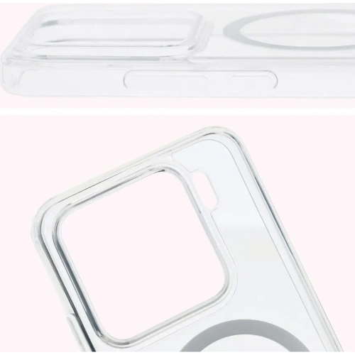 Etui z pierścieniem magnetycznym Bizon Case CrystalO do Xiaomi 15 przezroczyste
