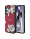 Guess Model imprimat cu flori granulate MagSafe pentru Samsung Galaxy S25 fucsia
