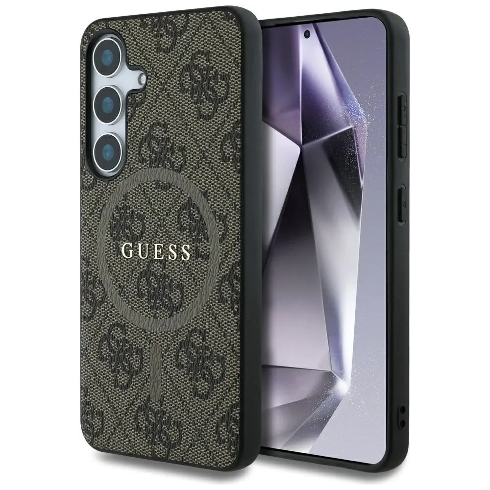 Hurtownia GSM - Guess Bőr 4G Színes Gyűrű Klasszikus Logó MagSafe Samsung Galaxy S25 barna - GUE4272 - {ean13} - Hurt