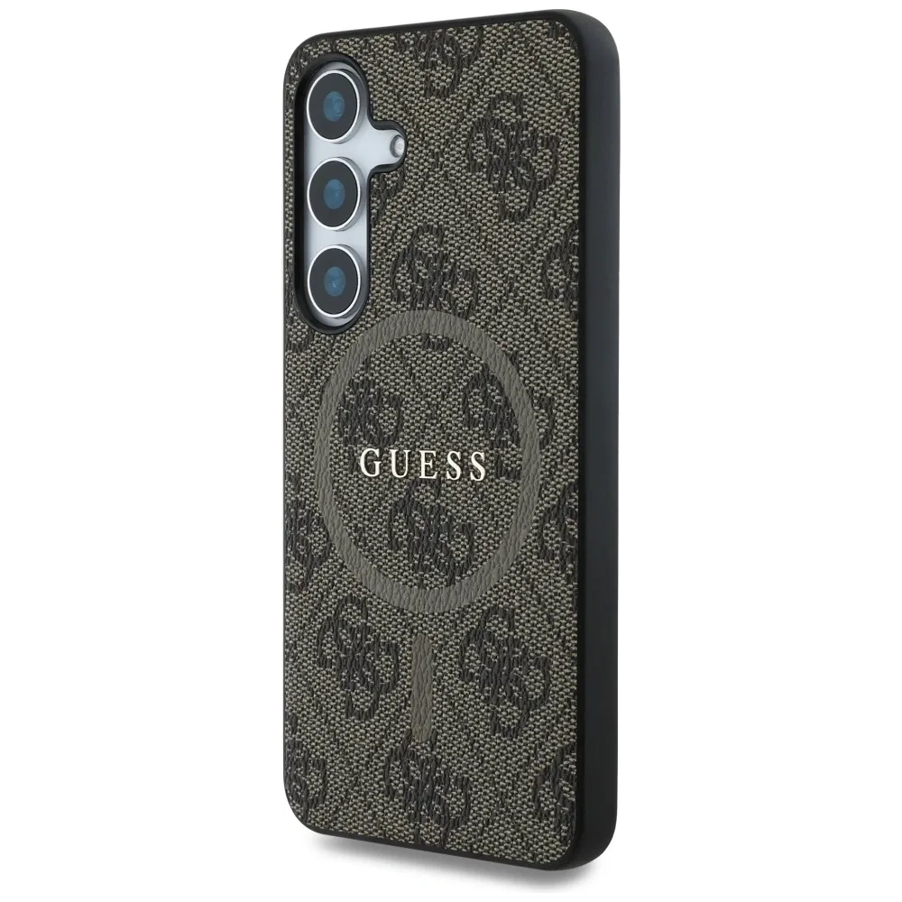 Hurtownia GSM - Guess Bőr 4G Színes Gyűrű Klasszikus Logó MagSafe Samsung Galaxy S25 barna - GUE4272 - {ean13} - Hurt
