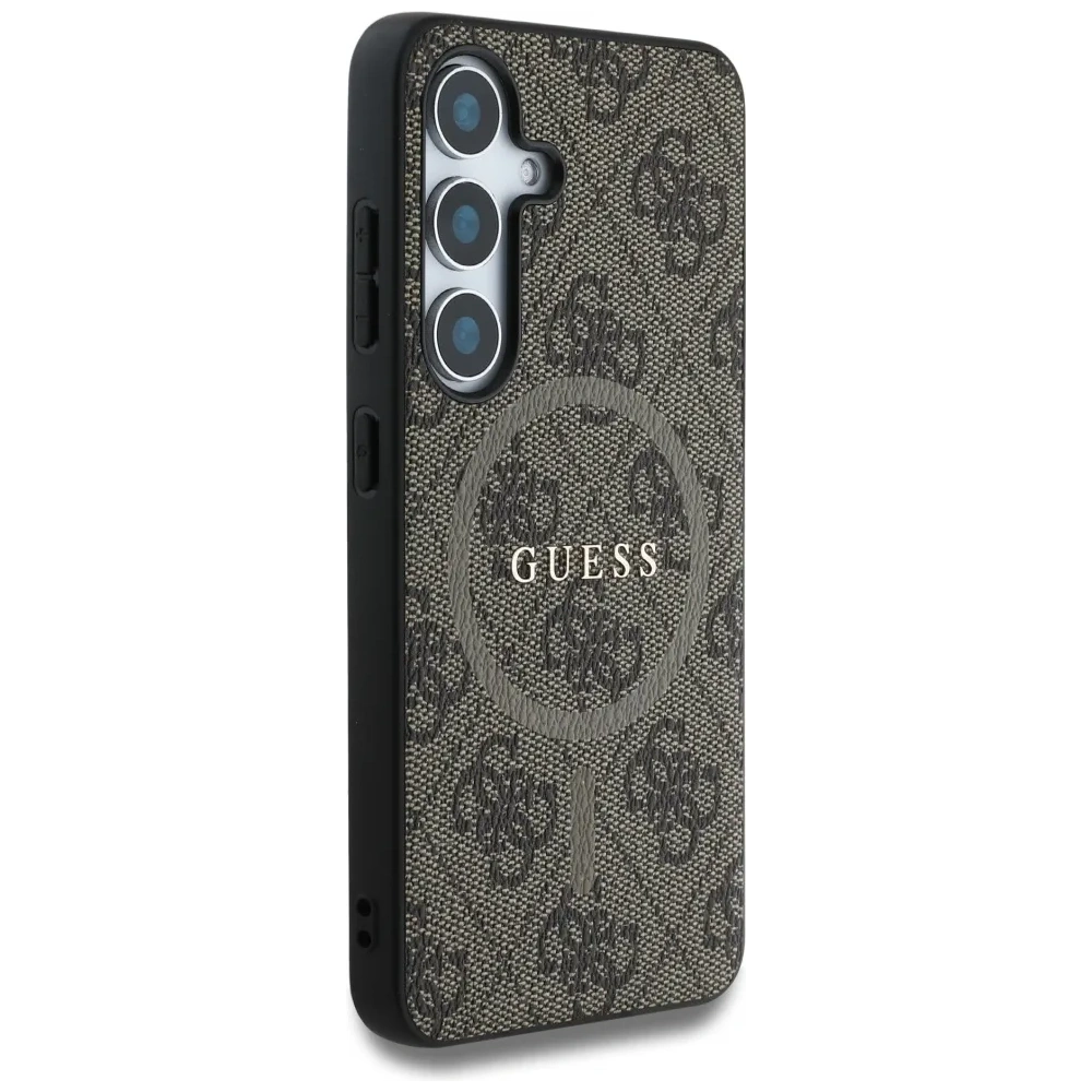 Hurtownia GSM - Guess Bőr 4G Színes Gyűrű Klasszikus Logó MagSafe Samsung Galaxy S25 barna - GUE4272 - {ean13} - Hurt