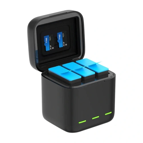 Ładowarka trójkanałowa Box TELESIN +2 akumulatory do GoPro Hero 12 / 11 / 10 / 9