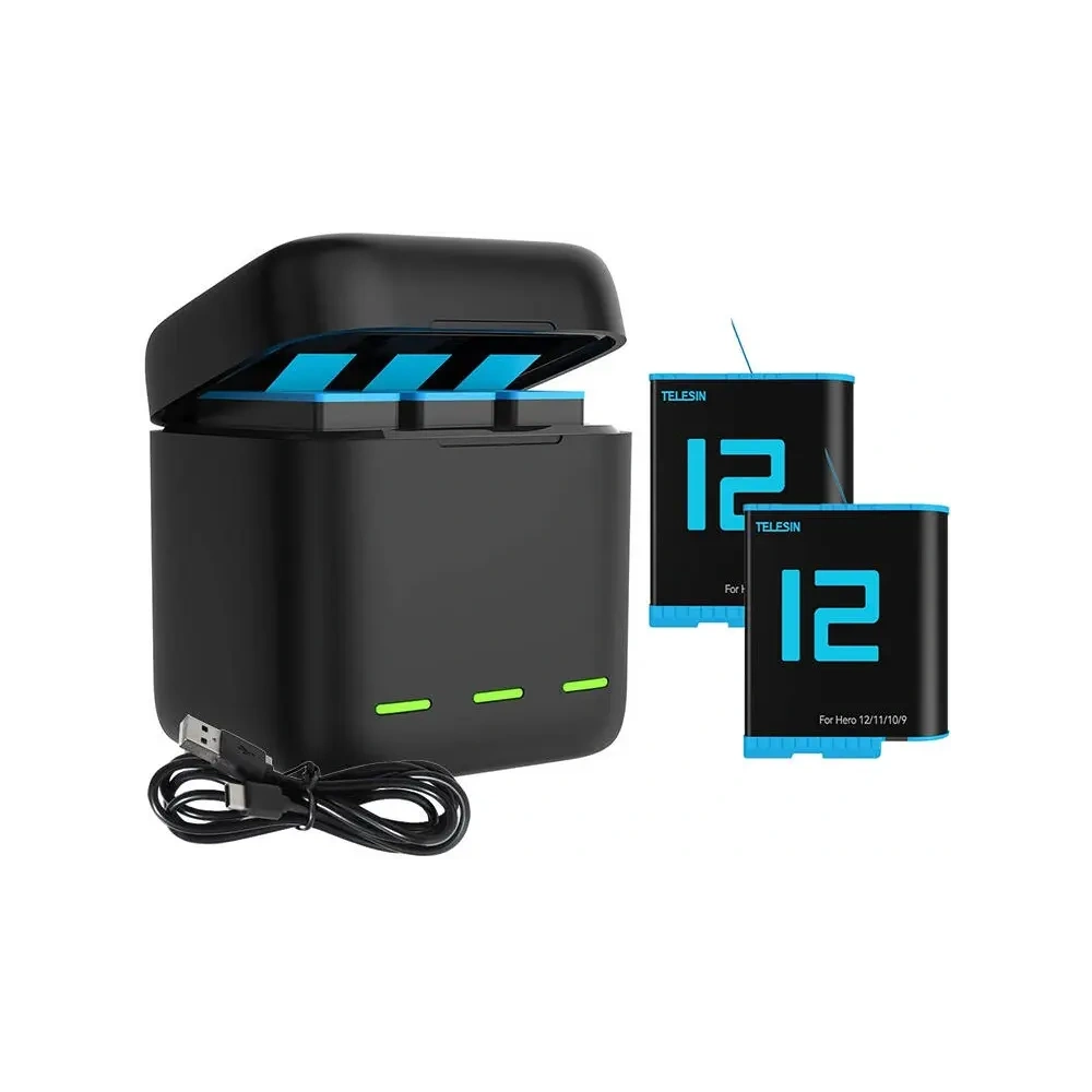 Hurtownia GSM - TELESIN Dreikanal-Boxladegerät +2 Batterien für GoPro Hero 12 / 11 / 10 / 9 - TLS192 - {ean13} - Hurt