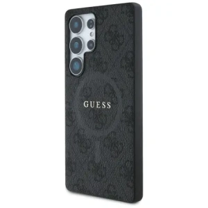 Etui Guess Leather 4G Colored Ring Classic Logo MagSafe pro Samsung Galaxy S25 Ultra černé
