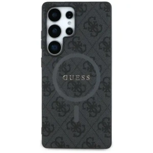Etui Guess Leather 4G Colored Ring Classic Logo MagSafe pro Samsung Galaxy S25 Ultra černé