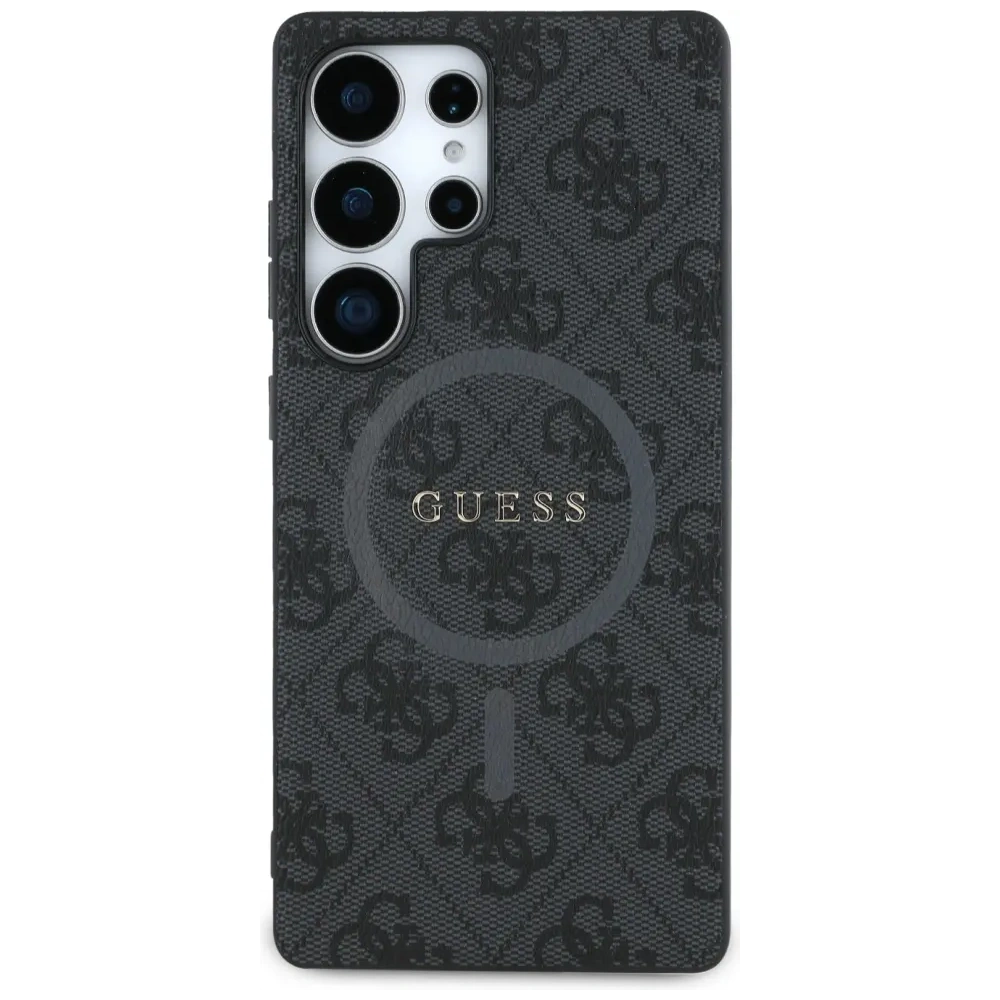 Hurtownia GSM - Guess Bőr 4G Színes Gyűrű Klasszikus Logó MagSafe do Samsung Galaxy S25 Ultra fekete - GUE4275 - {ean13} - Hurt