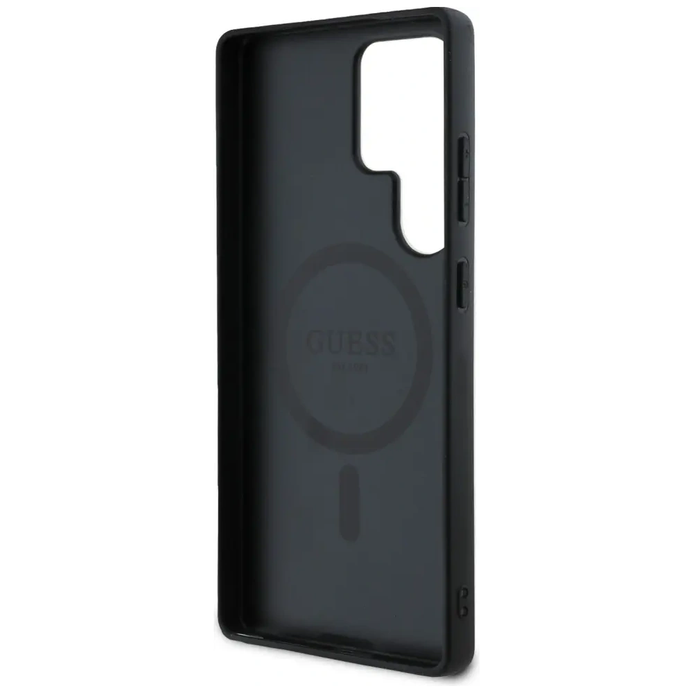 Hurtownia GSM - Guess Bőr 4G Színes Gyűrű Klasszikus Logó MagSafe do Samsung Galaxy S25 Ultra fekete - GUE4275 - {ean13} - Hurt