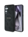 Guess Leder 4G Farbring Klassisches Logo MagSafe für Samsung Galaxy S25+ Plus schwarz