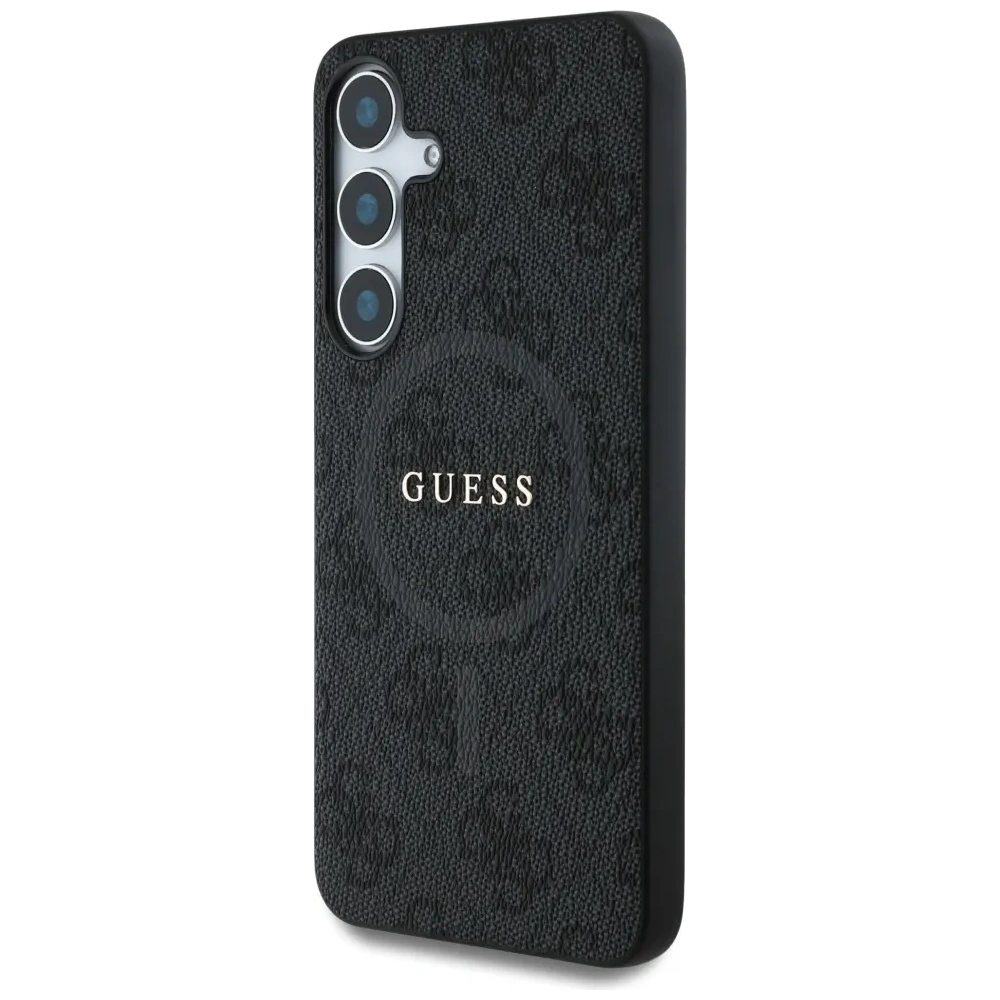 Hurtownia GSM - Guess Bőr 4G Színes Gyűrű Klasszikus Logó MagSafe do Samsung Galaxy S25+ Plus fekete - GUE4277 - {ean13} - Hurt