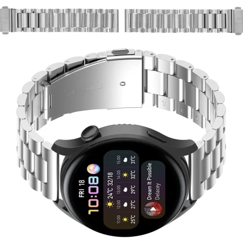 Pasek ze stali nierdzewnej Bizon Strap Watch Aura do Smartwatcha 18 mm srebrny