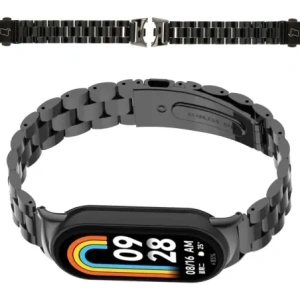 Hurtownia GSM - Pás z nerezové oceli Bizon Strap Watch Aura pro Xiaomi Smart Band 9 / 9 NFC / 8 černý - BIZ8196 - {ean13} - Hurt