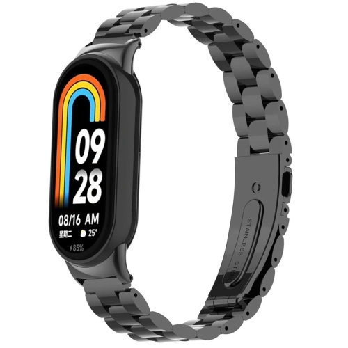 Pasek ze stali nierdzewnej Bizon Strap Watch Aura do Xiaomi Smart Band 9 / 9 NFC / 8 czarny