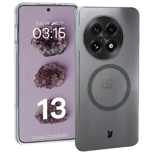 Etui z pierścieniem magnetycznym Bizon Case CrystalO do OnePlus 13 przezroczyste