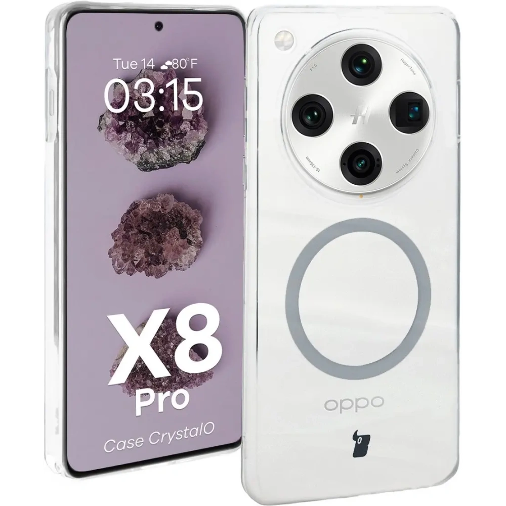 Hurtownia GSM - Etui z pierścieniem magnetycznym Bizon Case CrystalO do Oppo Find X8 Pro przezroczyste - BIZ8201 - {ean13} - Hurt