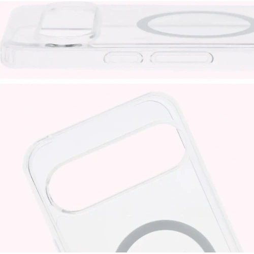 Etui z pierścieniem magnetycznym Bizon Case CrystalO do Google Pixel 9 / 9 Pro przezroczyste