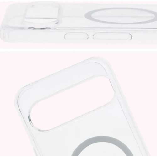 Etui z pierścieniem magnetycznym Bizon Case CrystalO do Google Pixel 9 Pro XL przezroczyste