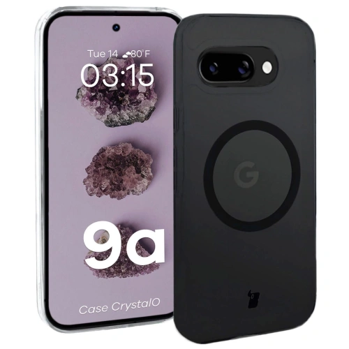 Etui z pierścieniem magnetycznym Bizon Case CrystalO do Google Pixel 9a przezroczyste