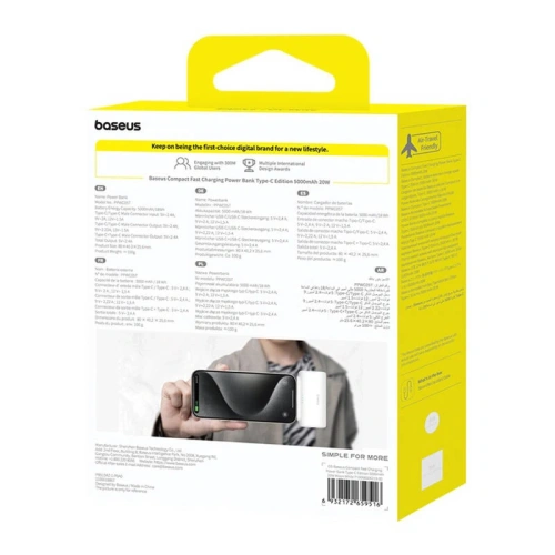 Powerbank Baseus Compact 5000mAh 20W USB-C (biały)