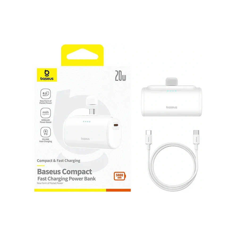 Hurtownia GSM - Powerbank Baseus Compact 5000mAh 20W USB-C (weiß) - BSU8912 - {ean13} - Hurt
