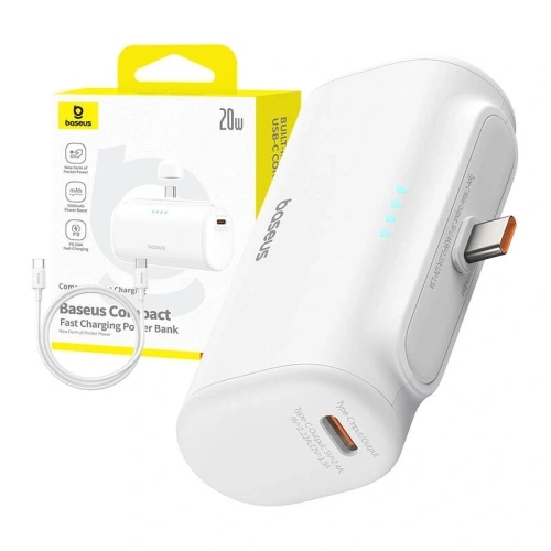 Powerbank Baseus Compact 5000mAh 20W USB-C (biały)