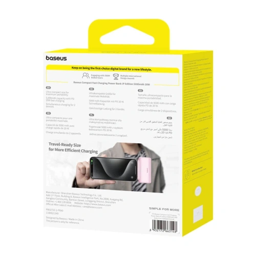 Powerbank OS-Baseus Compact IP 5000mAh 20W (różowy)