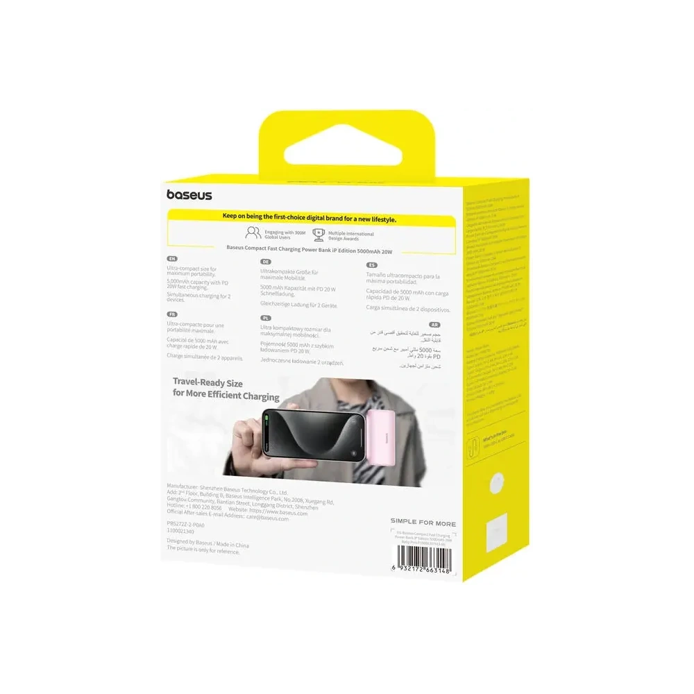 Hurtownia GSM - Powerbank OS-Baseus Compact IP 5000mAh 20W (rosa) - BSU8917 - {ean13} - Hurt