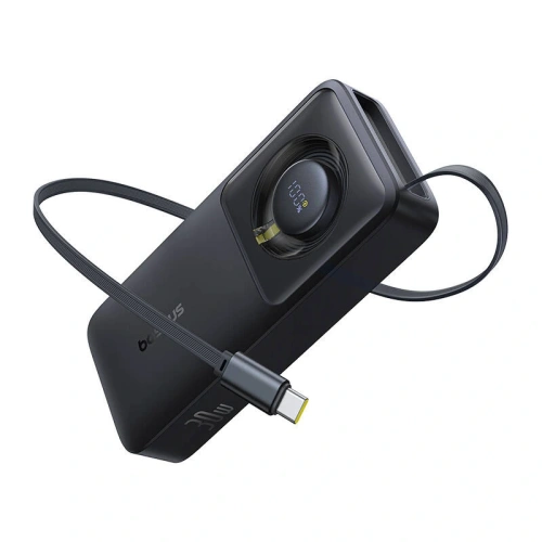 Powerbank Baseus OS Free2Pull 10000mAh 30W + wbudowany kabel USB-C (czarny)