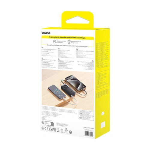 Powerbank Baseus OS Free2Pull 10000mAh 30W + wbudowany kabel USB-C (czarny)