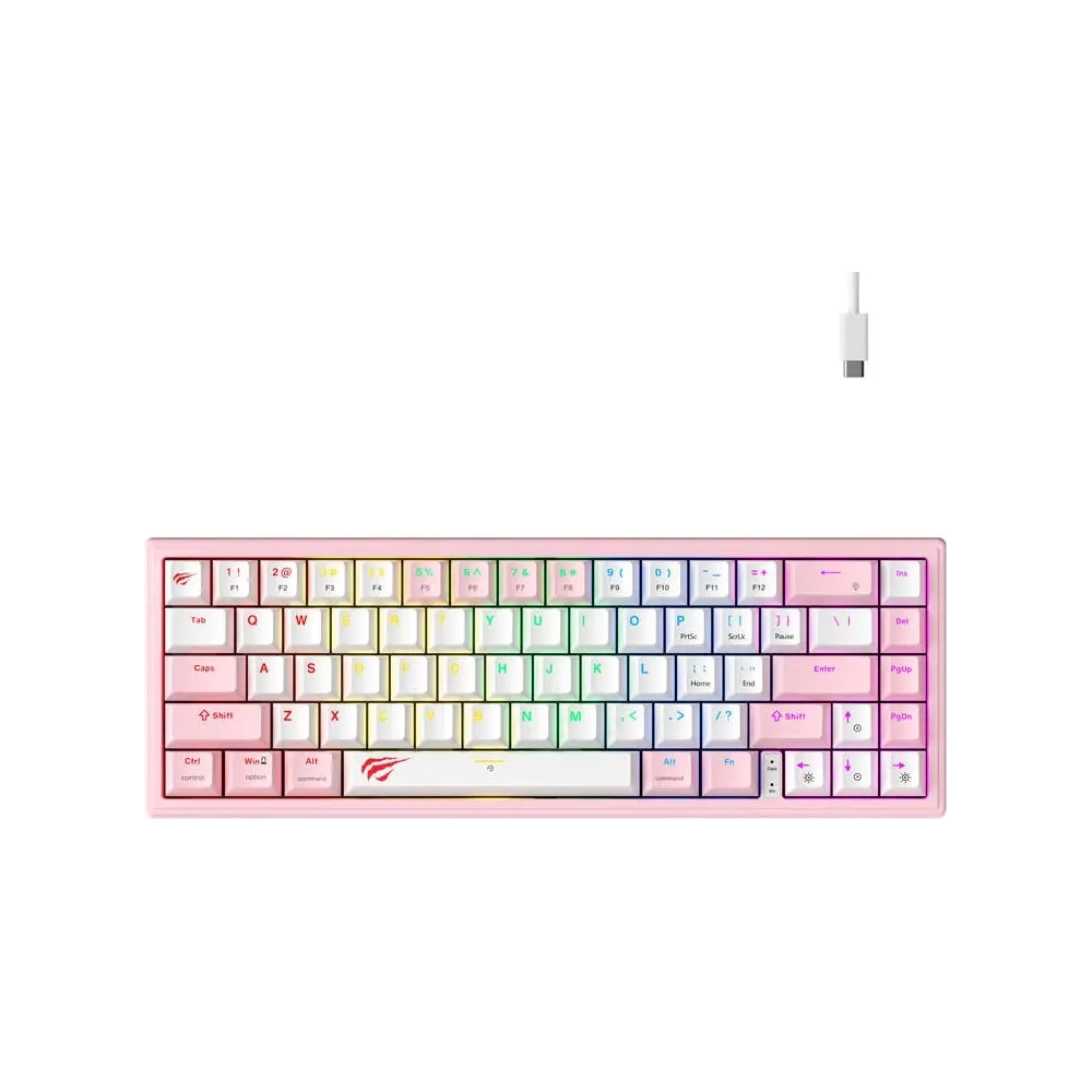 Hurtownia GSM - HAVIT KB874L RGB Mechanische Gaming-Tastatur (rosa und weiß) - HVT321 - {ean13} - Hurt