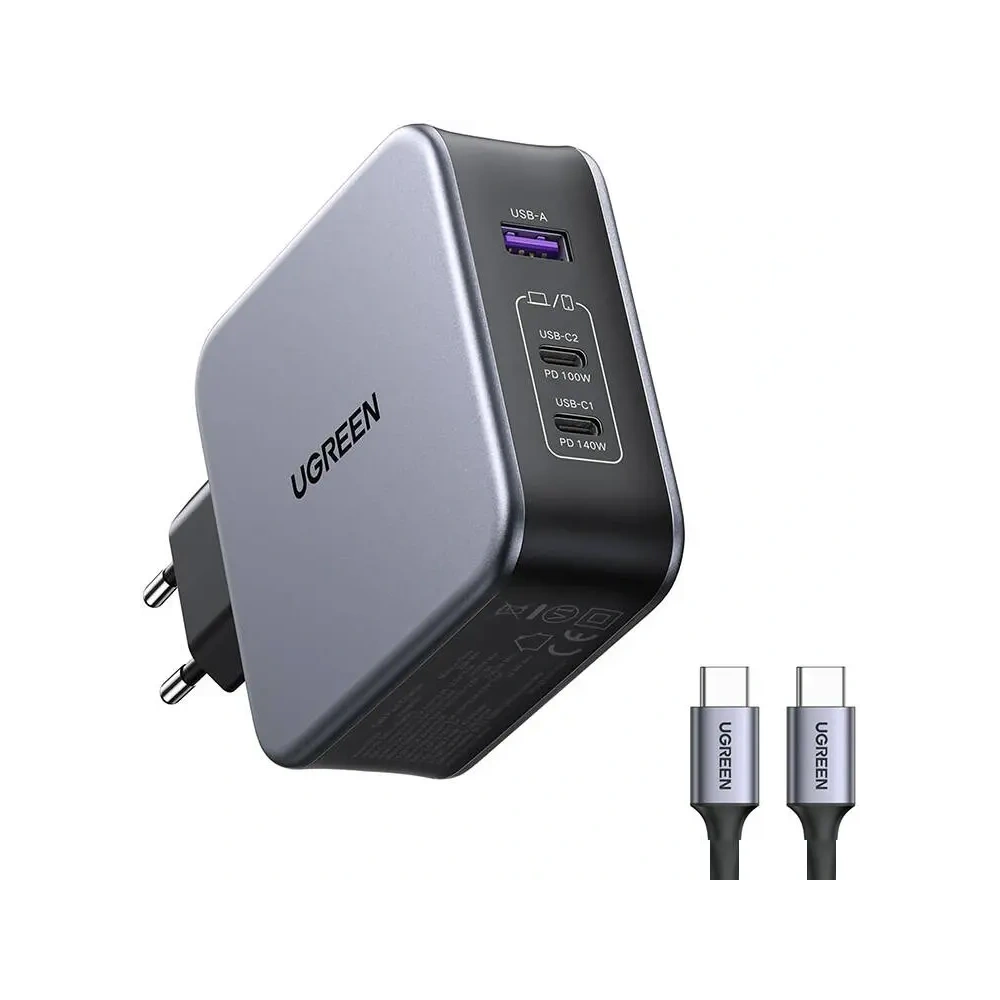Hurtownia GSM - Ładowarka sieciowa UGREEN Nexode 140W C289 GaN USB-A, 2xUSB-C + kabel USB-C / USB-C 2m (czarna) - UGR5597 - {ean13} - Hurt