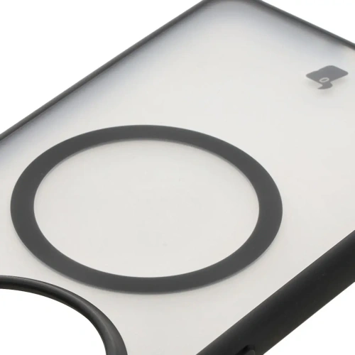 Etui z pierścieniem magnetycznym Bizon Case MatteO do OnePlus 13R półprzezroczyste z czarną ramką