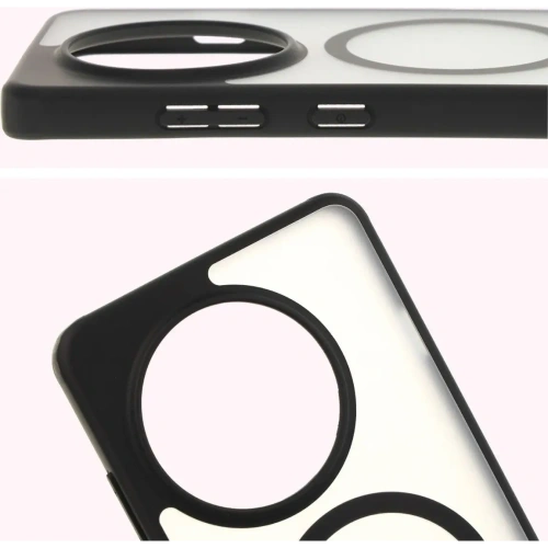 Etui z pierścieniem magnetycznym Bizon Case MatteO do OnePlus 13R półprzezroczyste z czarną ramką