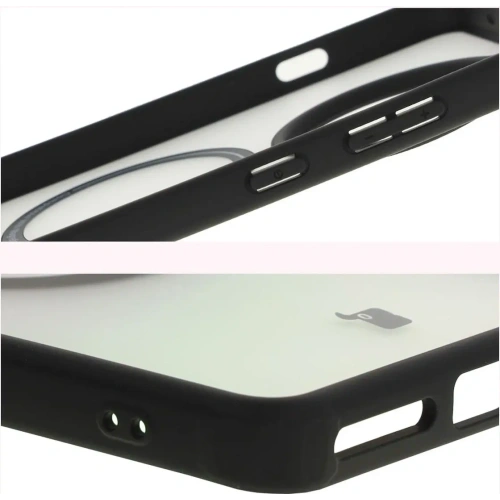 Etui z pierścieniem magnetycznym Bizon Case MatteO do OnePlus 13R półprzezroczyste z czarną ramką