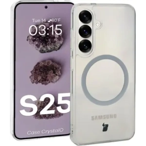 Etui z pierścieniem magnetycznym Bizon Case CrystalO do Samsung Galaxy S25 przezroczyste