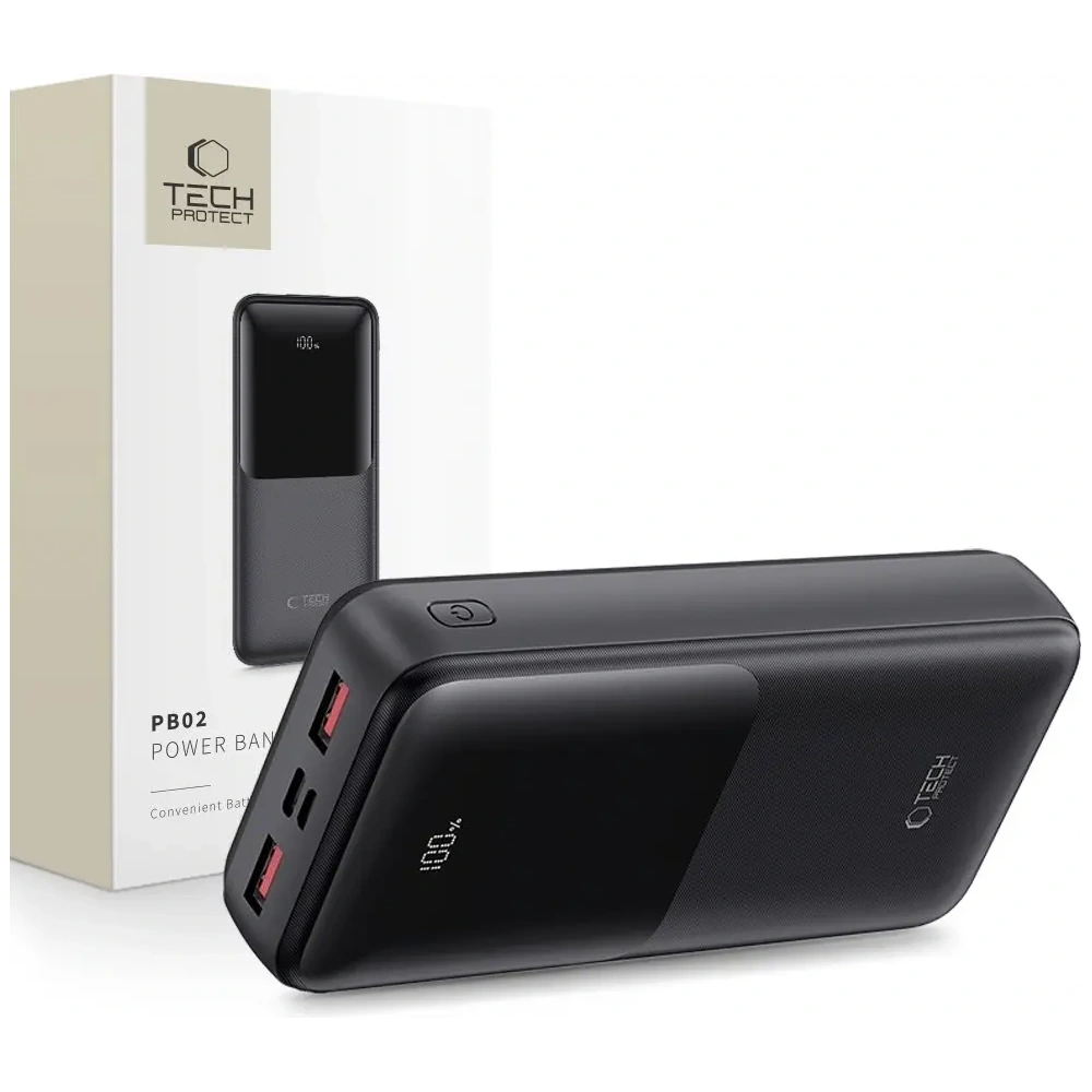 Hurtownia GSM - Tech-Protect PB02 Powerbank 20000mAh 22.5W Negru - THP3847 - {ean13} - Hurt