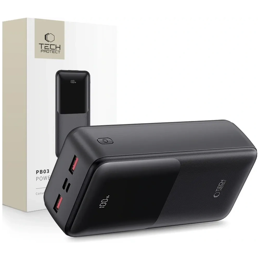Hurtownia GSM - Tech-Protect PB03 Powerbank 30000mAh 22.5W Negru - THP3849 - {ean13} - Hurt