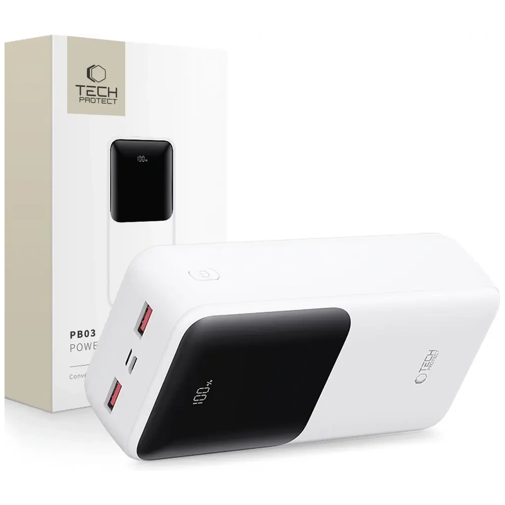 Hurtownia GSM - Powerbank Tech-Protect PB03 30000mAh 22.5W Bílá - THP3850 - {ean13} - Hurt