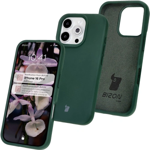 Silikonowe etui Bizon Soft Case do Apple iPhone 16 Pro ciemnozielone