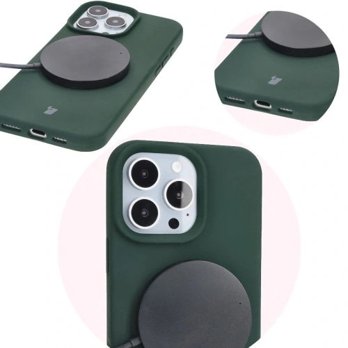 Silikonowe etui Bizon Soft Case do Apple iPhone 16 Pro ciemnozielone
