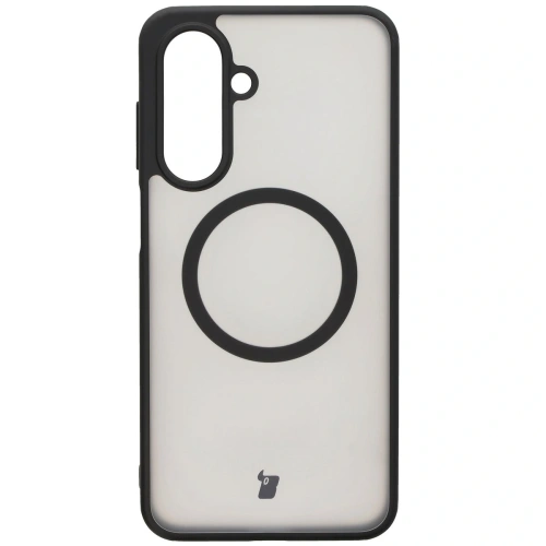 Etui z pierścieniem magnetycznym Bizon Case MatteO do Samsung Galaxy A26 5G półprzezroczyste z czarną ramką