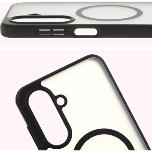 Etui z pierścieniem magnetycznym Bizon Case MatteO do Samsung Galaxy A26 5G półprzezroczyste z czarną ramką