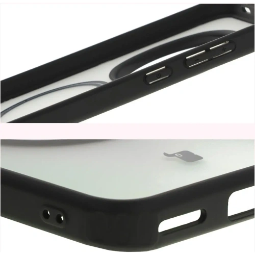 Etui z pierścieniem magnetycznym Bizon Case MatteO do Samsung Galaxy A26 5G półprzezroczyste z czarną ramką