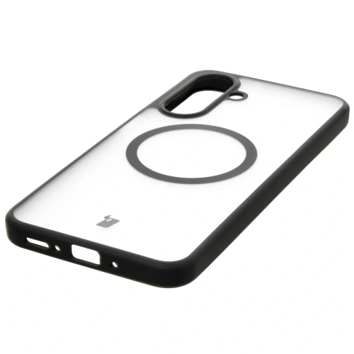 Etui z pierścieniem magnetycznym Bizon Case MatteO do Samsung Galaxy A26 5G półprzezroczyste z czarną ramką