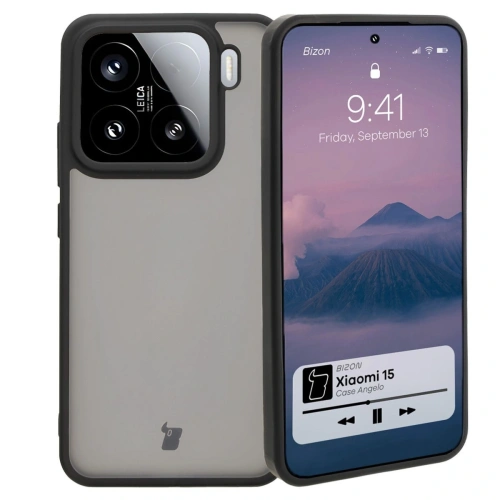 Etui Bizon Case Angelo do Xiaomi 15 przydymione z czarną ramką