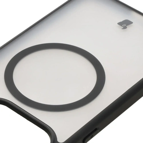 Etui z pierścieniem magnetycznym Bizon Case MatteO do Xiaomi Redmi Note 14 5G półprzezroczyste z czarną ramką