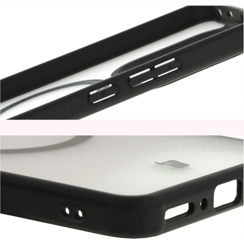 Etui z pierścieniem magnetycznym Bizon Case MatteO do Xiaomi Redmi Note 14 5G półprzezroczyste z czarną ramką