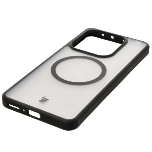 Etui z pierścieniem magnetycznym Bizon Case MatteO do Xiaomi Redmi Note 14 5G półprzezroczyste z czarną ramką