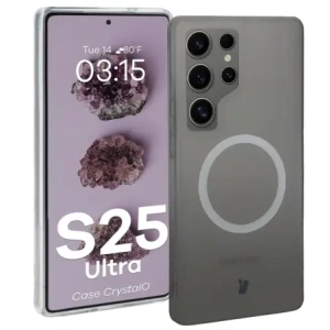 Etui z pierścieniem magnetycznym Bizon Case CrystalO do Samsung Galaxy S25 Ultra przezroczyste