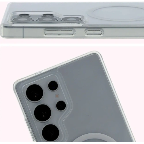 Etui z pierścieniem magnetycznym Bizon Case CrystalO do Samsung Galaxy S25 Ultra przezroczyste